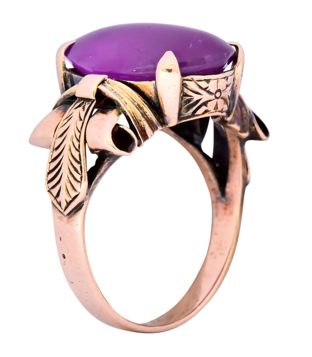 Victorian Natural Ruby 14 Karat Gold Scrolled Dinner Ring GIA - Image 2