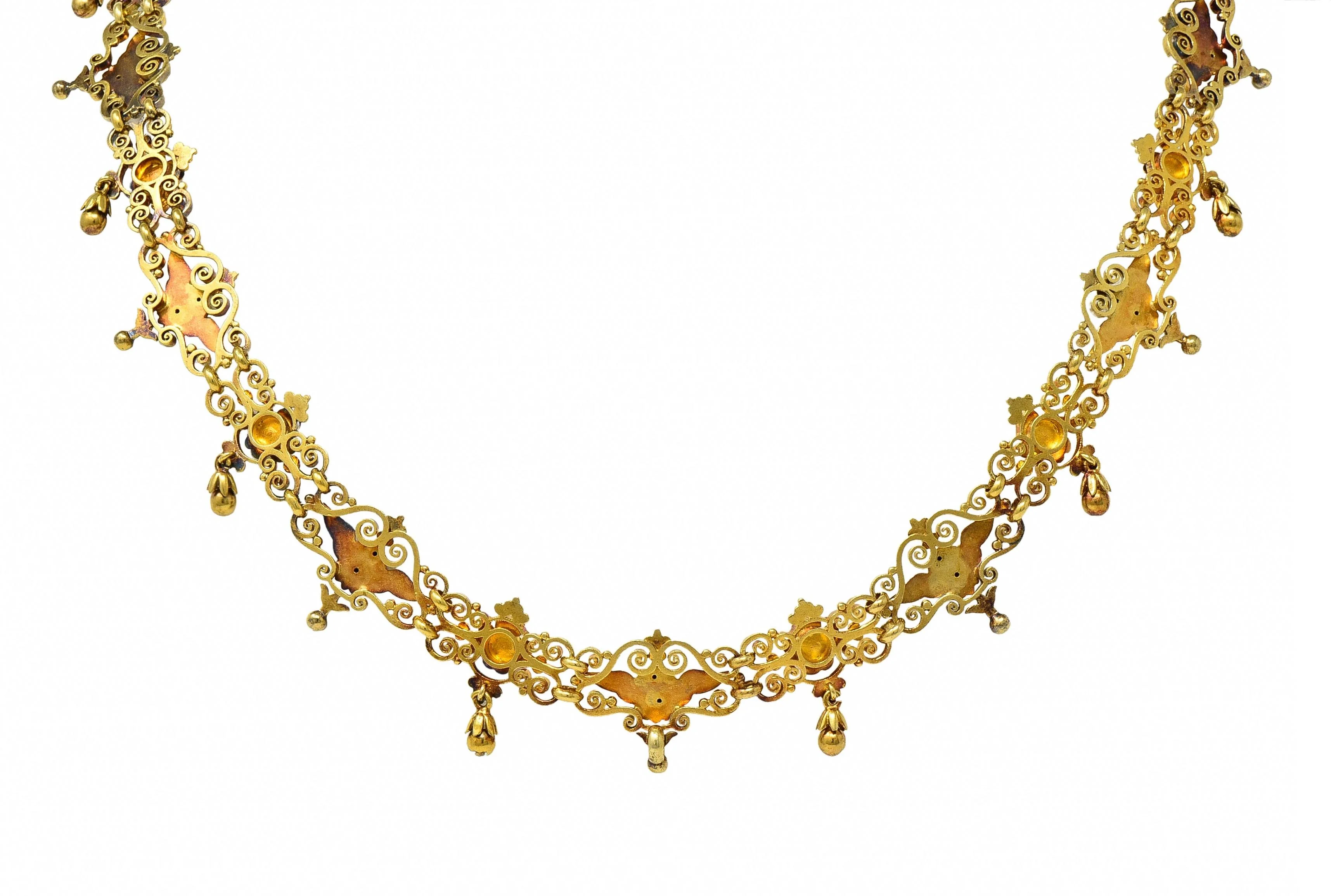 Victorian Neoclassical Pearl 14 Karat Yellow Gold Antique Cherub Fringe Necklace - Image 12