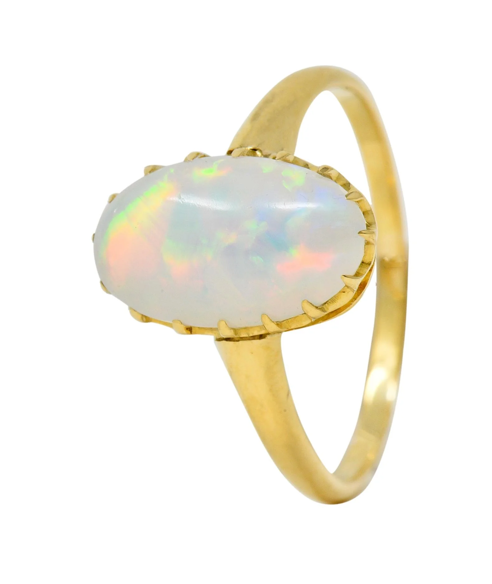 Victorian Opal Cabochon 18 Karat Yellow Gold Antique Solitaire Ring - Image 4