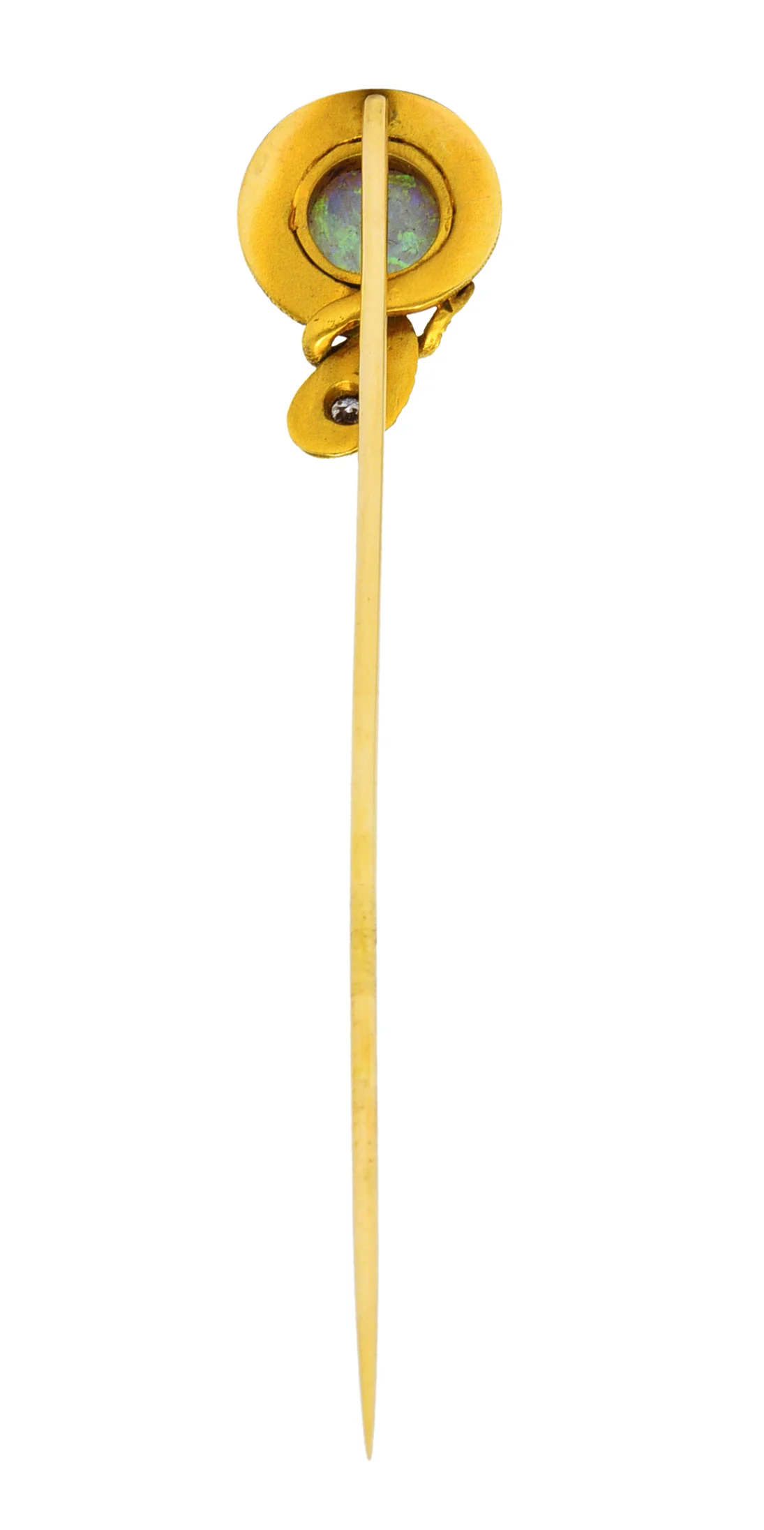 Victorian Opal Diamond 14 Karat Yellow Gold Love Knot Snake Stickpin - Image 4