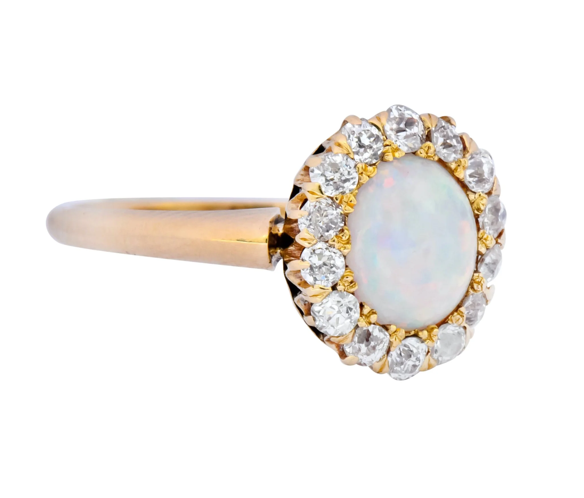 Victorian Opal Diamond 18 Karat Rose Gold Cluster Ring Circa 1900 - Image 10