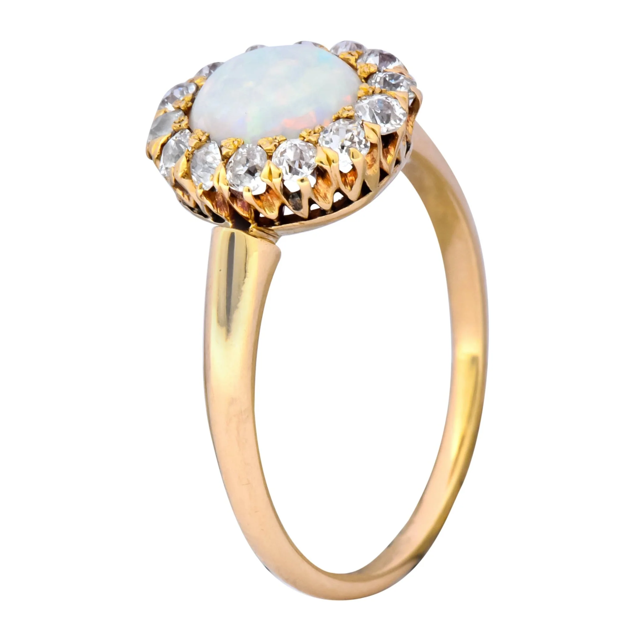 Victorian Opal Diamond 18 Karat Rose Gold Cluster Ring Circa 1900 - Image 14