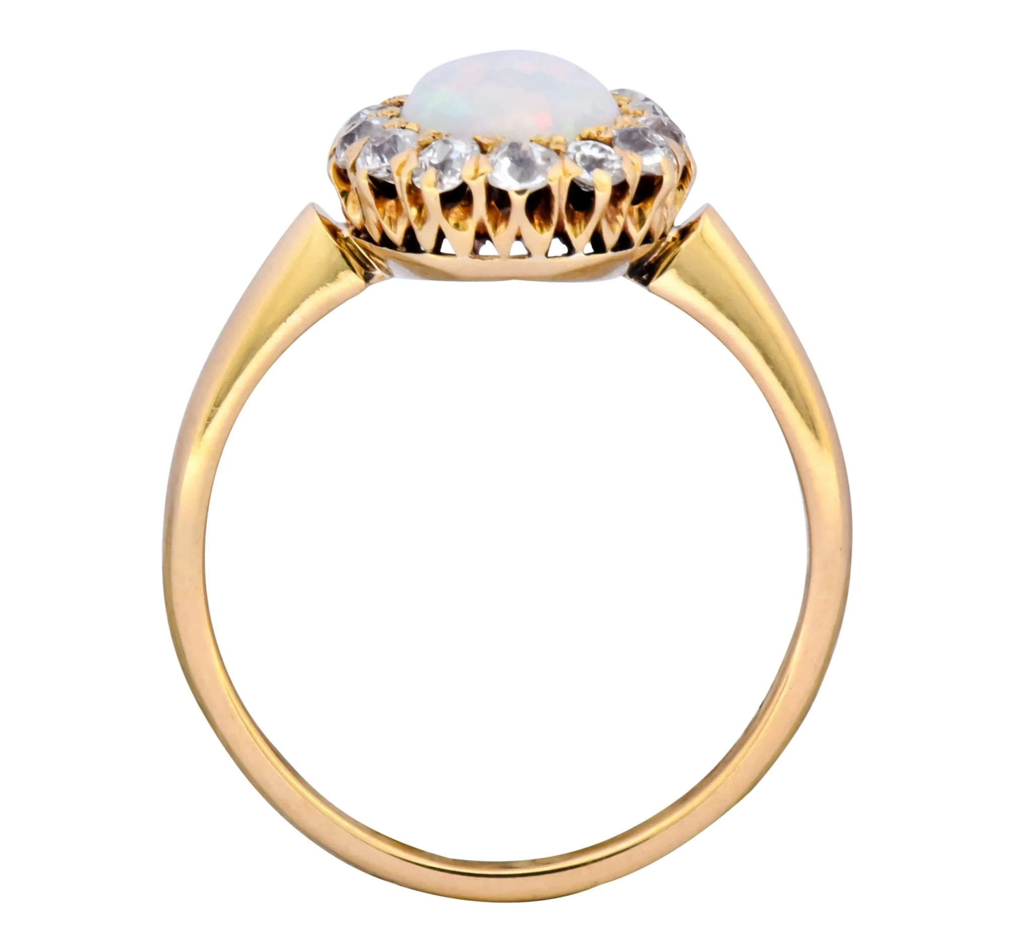 Victorian Opal Diamond 18 Karat Rose Gold Cluster Ring Circa 1900 - Image 7