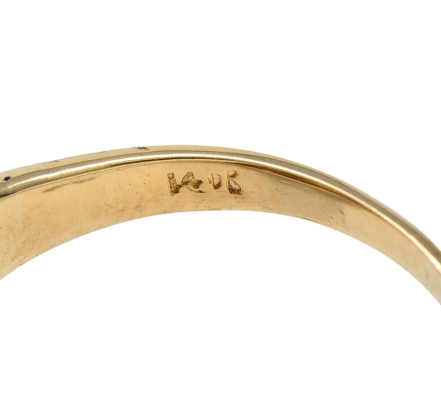 Victorian Revival Pearl Diamond Enamel 14 Karat Yellow Gold Vintage Halo Ring - Image 5