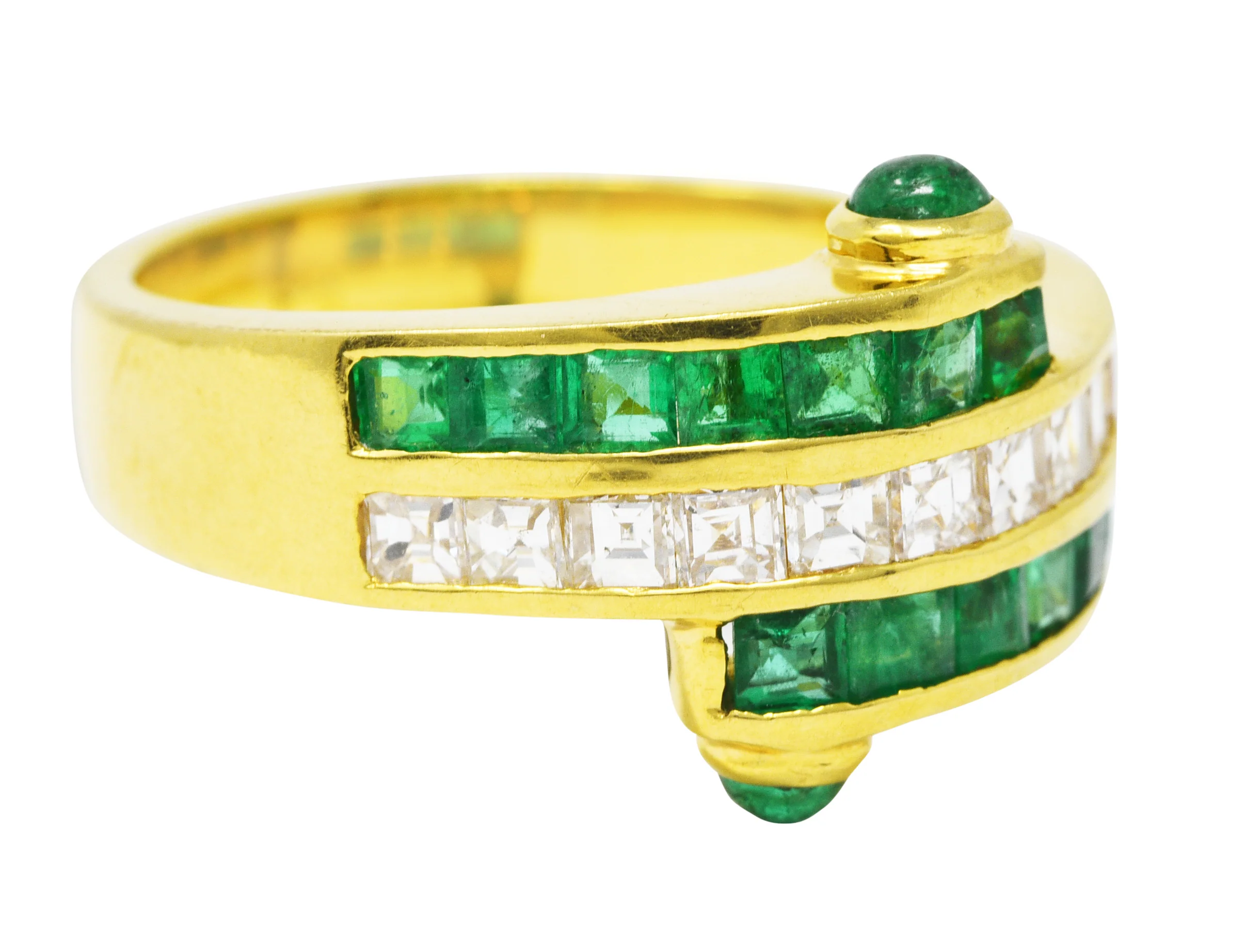 Vintage 1.50 CTW Emerald Diamond 18 Karat Yellow Gold Channel Band Ring - Image 2