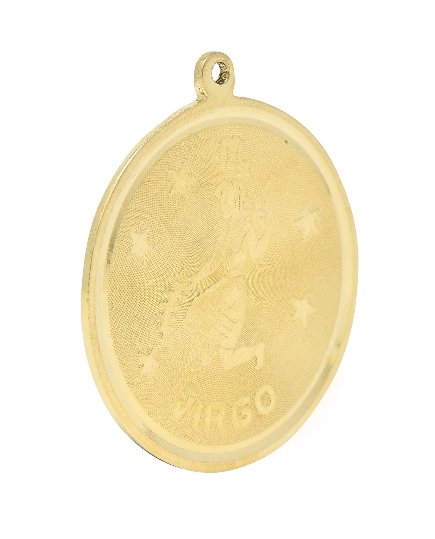Vintage 14 Karat Yellow Gold Virgo Zodiac Medallion Pendant Charm - Image 2