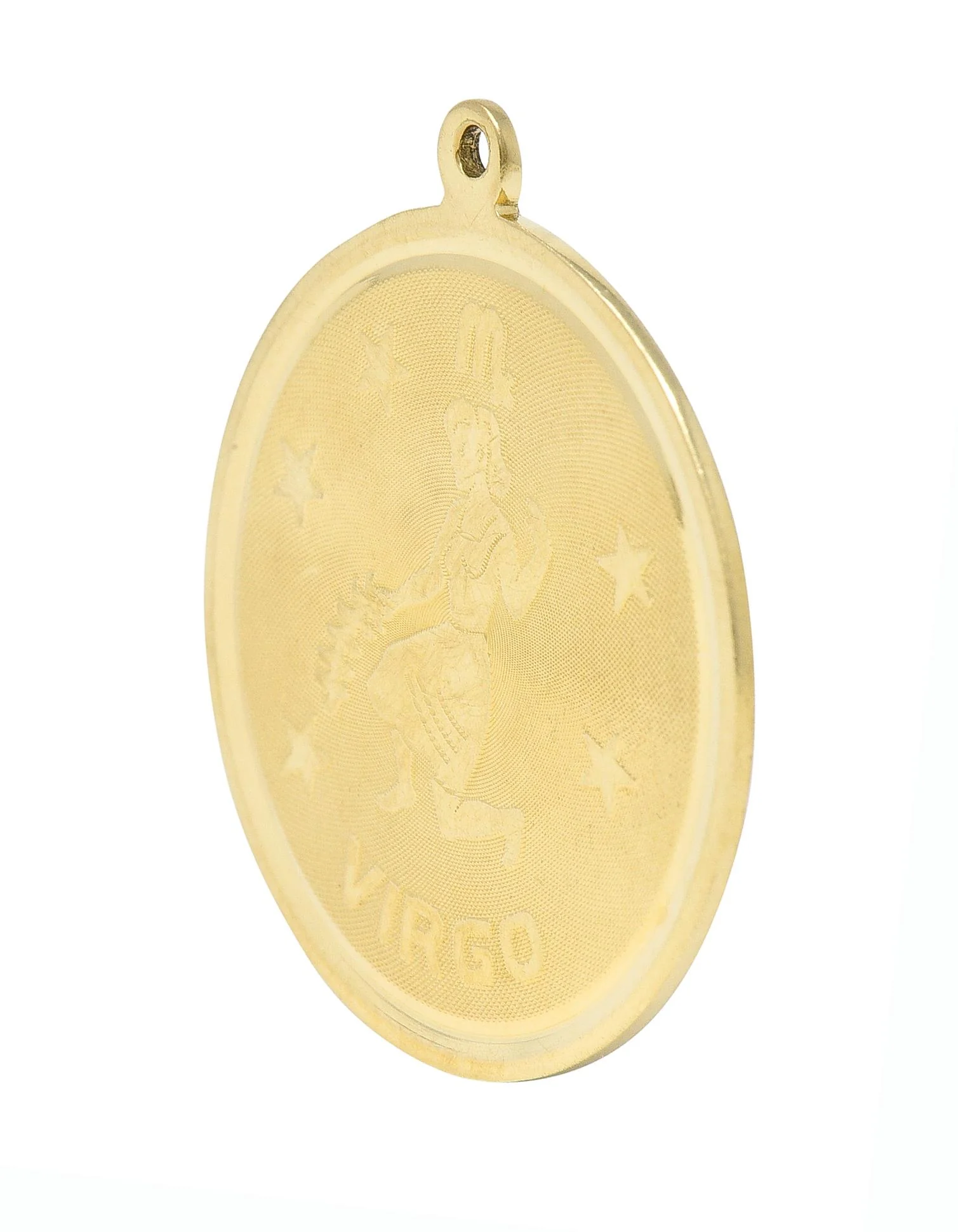 Vintage 14 Karat Yellow Gold Virgo Zodiac Medallion Pendant Charm - Image 4