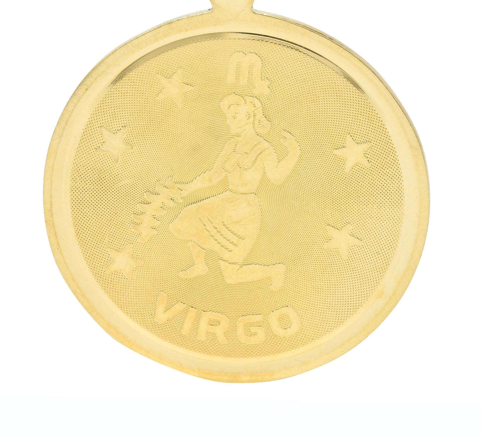 Vintage 14 Karat Yellow Gold Virgo Zodiac Medallion Pendant Charm - Image 5
