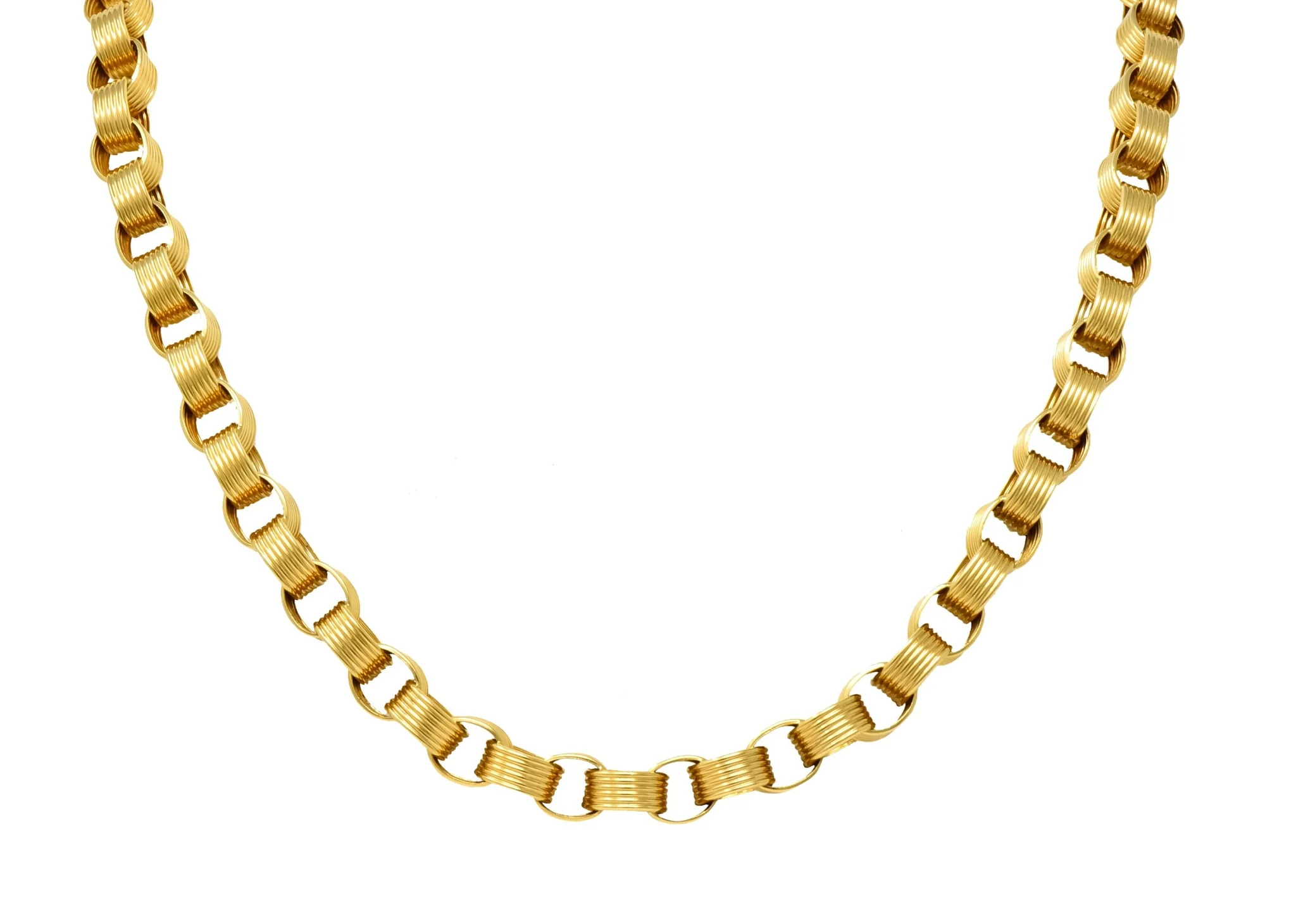 Vintage 1960's 18 Karat Yellow Gold Large Linked Rolo Chain Necklace
