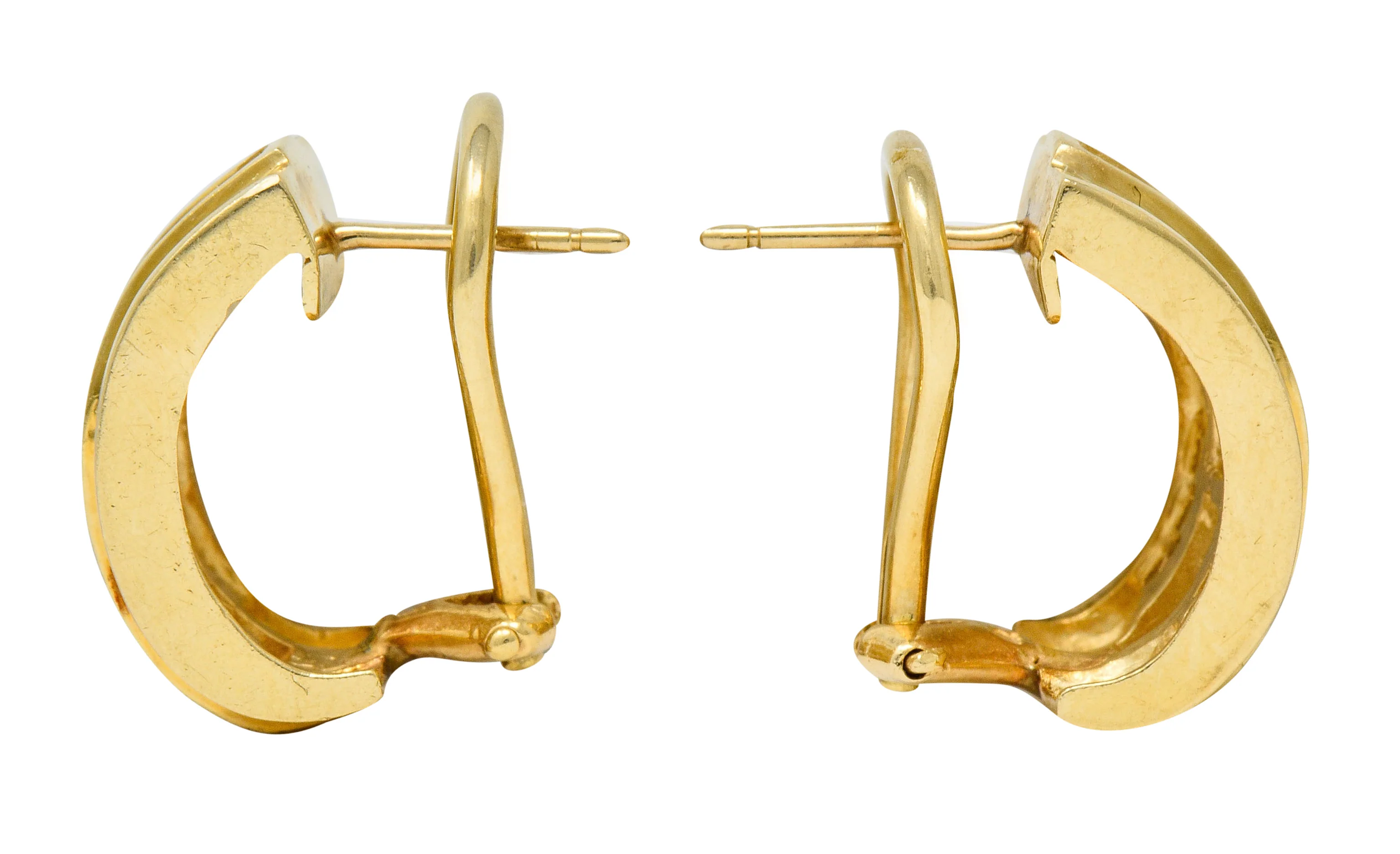 Vintage 2.75 CTW Diamond 14 Karat Gold Channel Set J Hoop Earrings - Image 2
