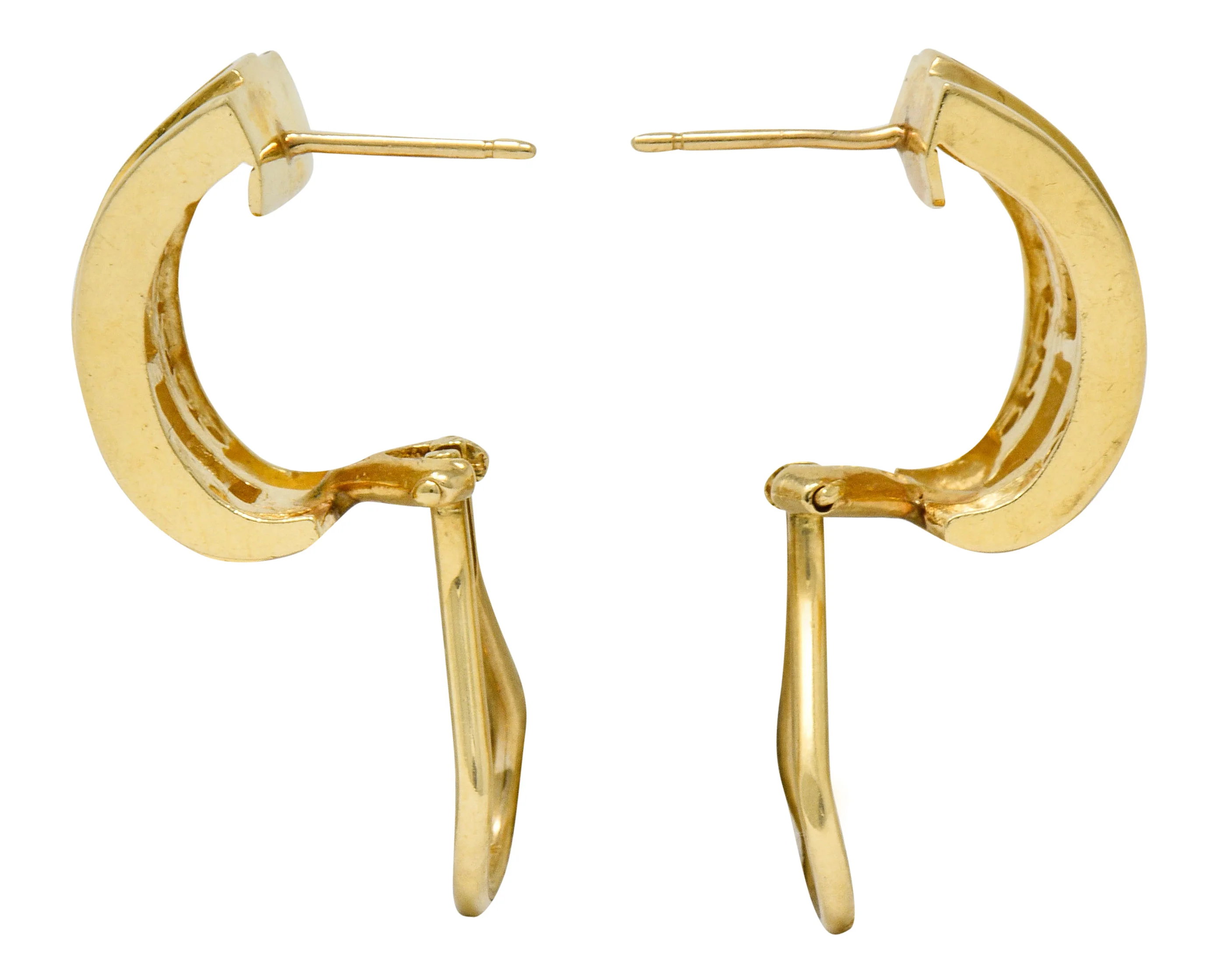 Vintage 2.75 CTW Diamond 14 Karat Gold Channel Set J Hoop Earrings - Image 4