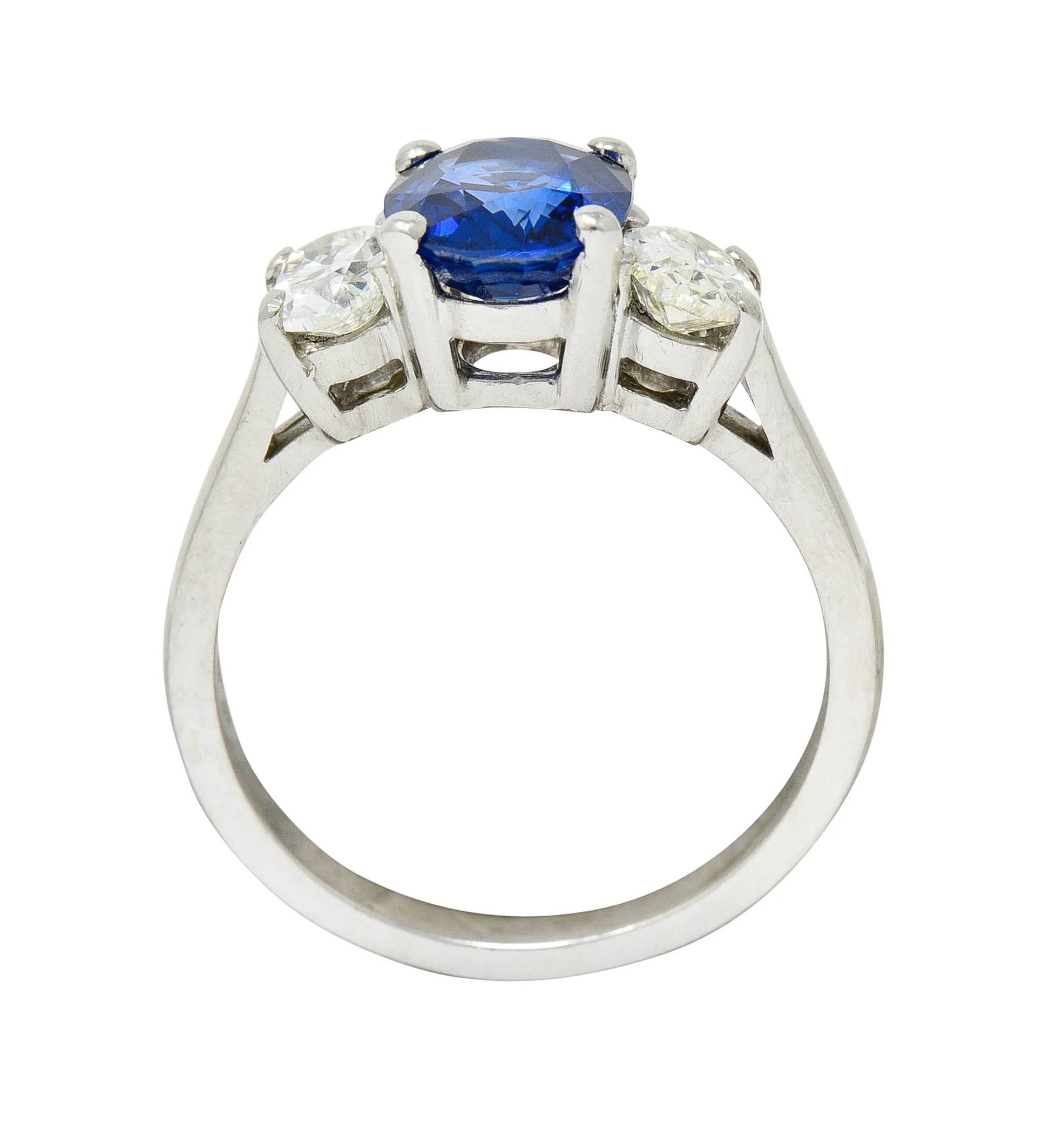 Vintage 2.86 CTW Sapphire Diamond Platinum Three Stone Ring GIA - Image 8