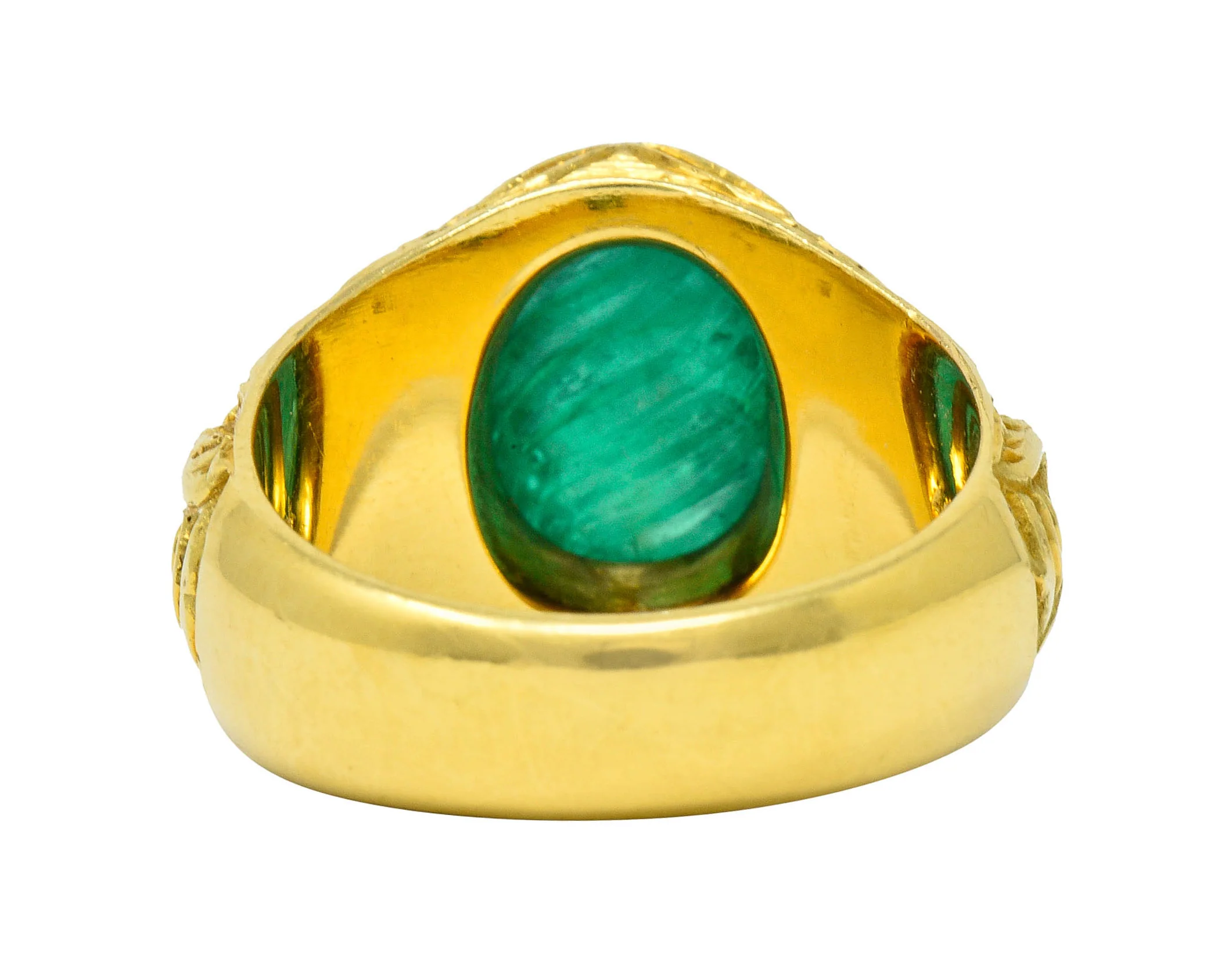 Vintage Carved Emerald 18 Karat Gold Green Man Men’s Unisex Ring - Image 5