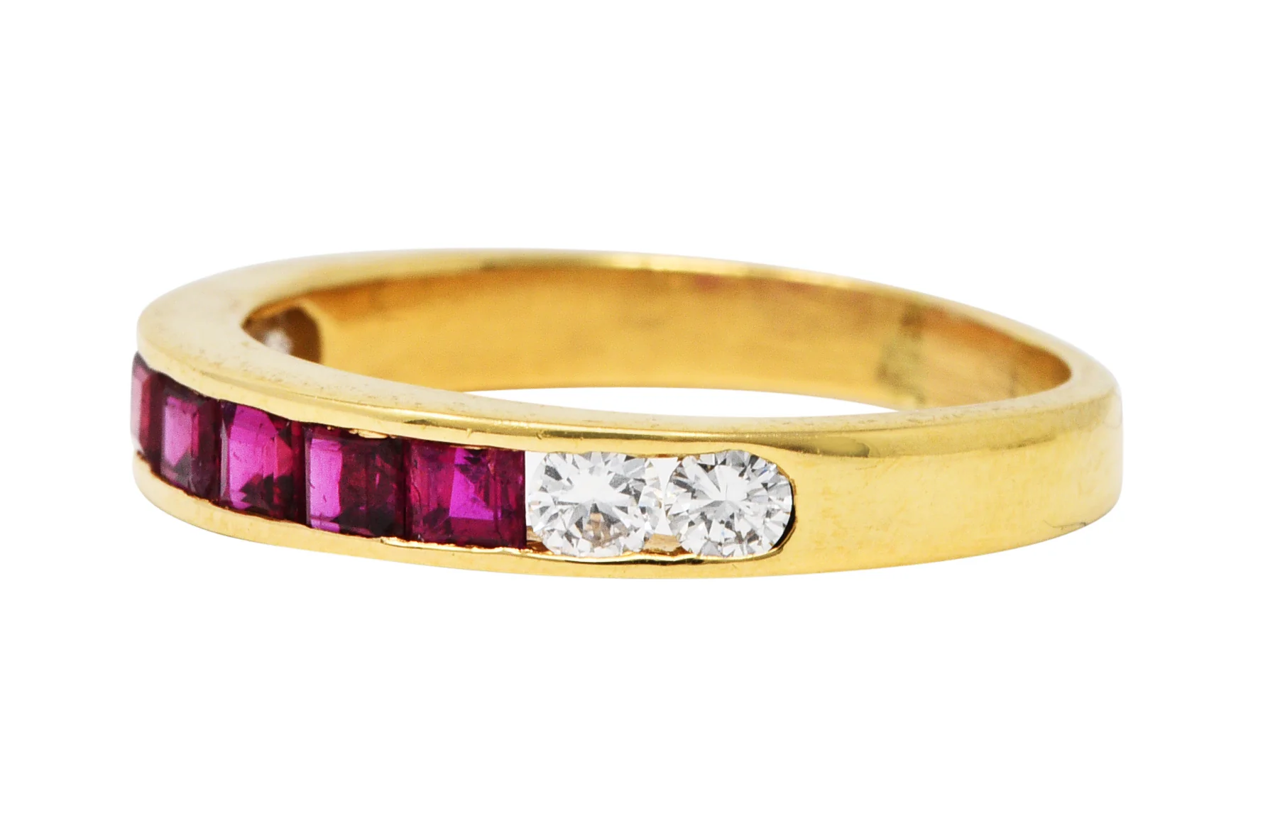 Vintage Ruby Diamond 18 Karat Gold Channel Band Ring - Image 6