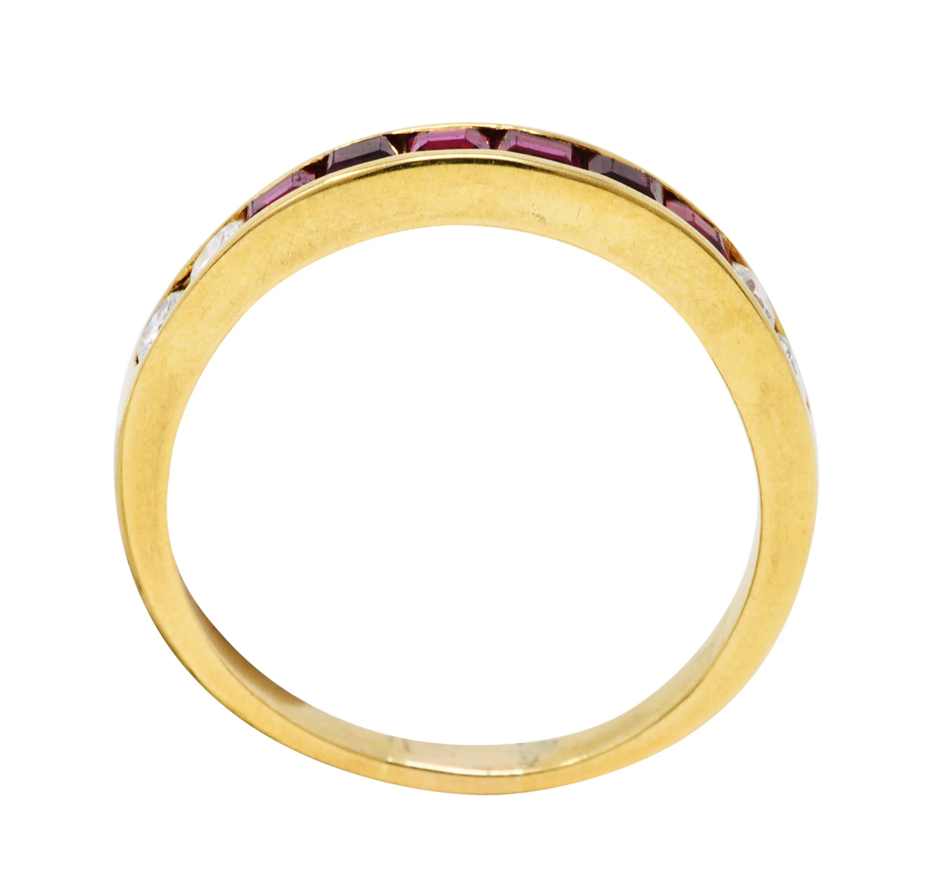 Vintage Ruby Diamond 18 Karat Gold Channel Band Ring - Image 8