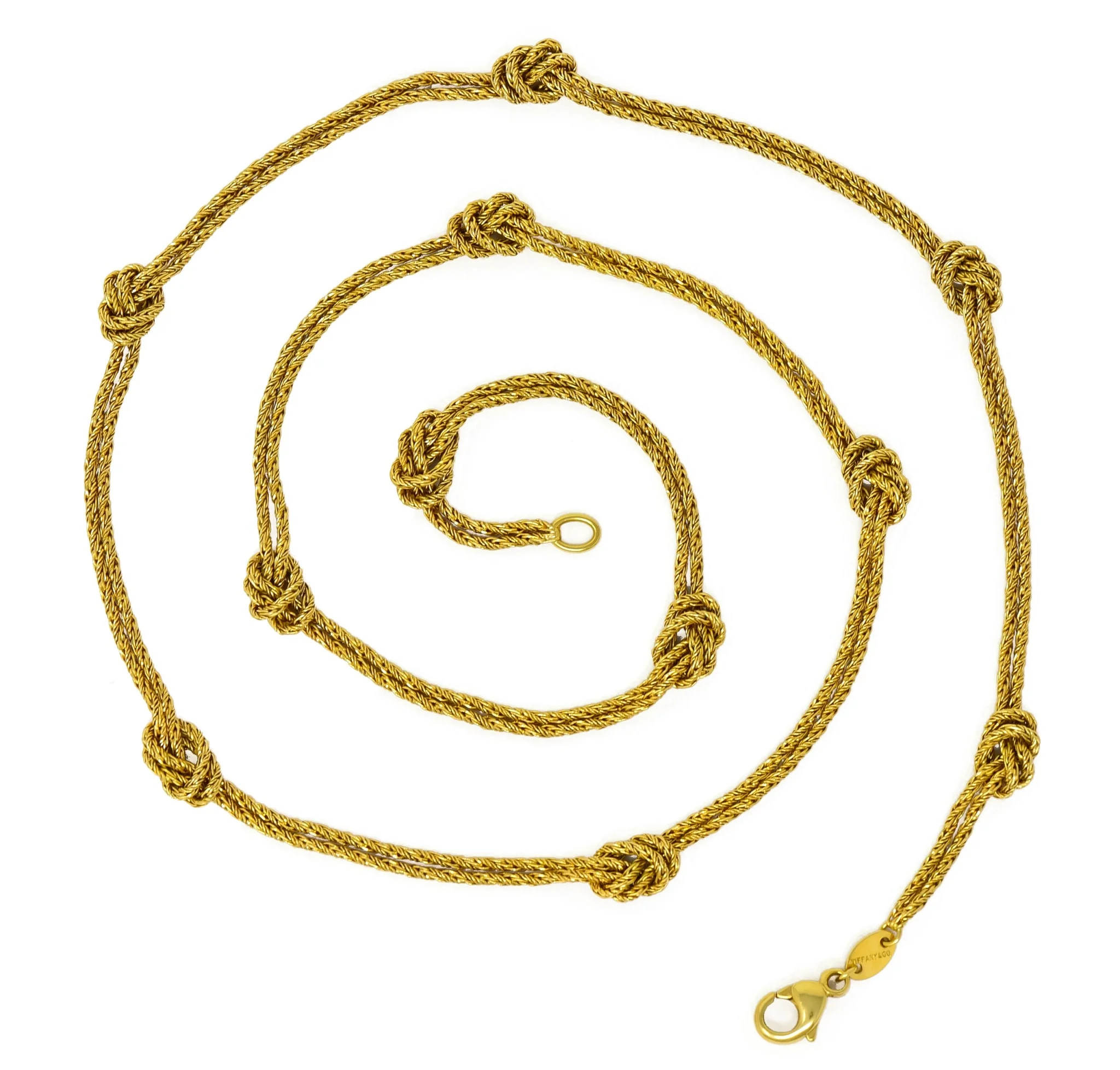 Vintage Tiffany & Co. 18 Karat Gold Knot Station Necklace - Image 2