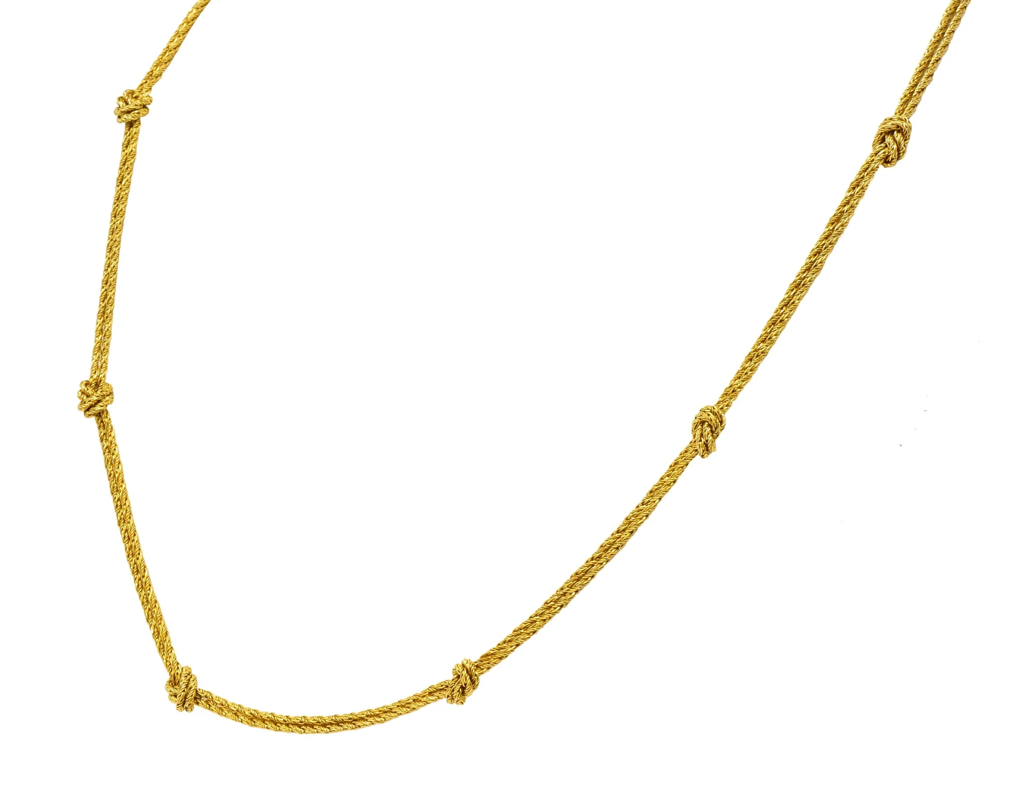 Vintage Tiffany & Co. 18 Karat Gold Knot Station Necklace - Image 3