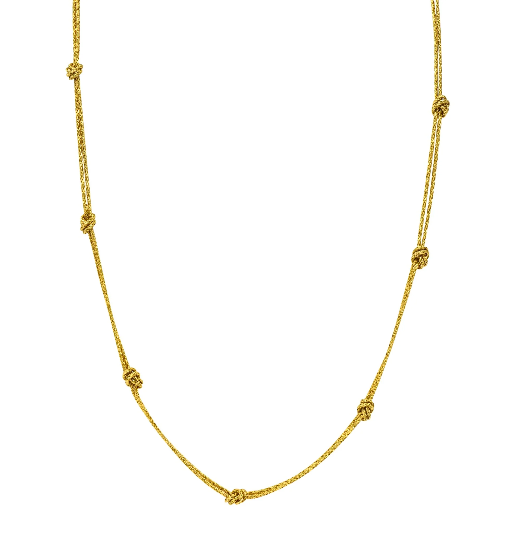 Vintage Tiffany & Co. 18 Karat Gold Knot Station Necklace - Image 7