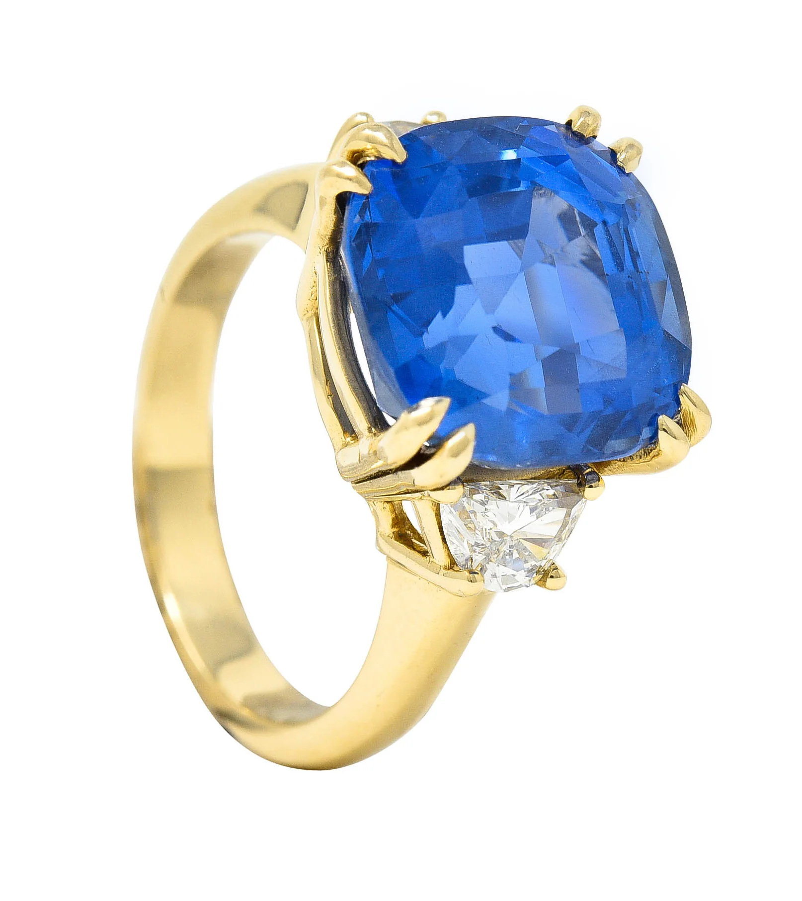 Vivid 11.25 CTW Ceylon No Heat Sapphire Diamond 14 Karat Gold Statement Ring AGL - Image 11