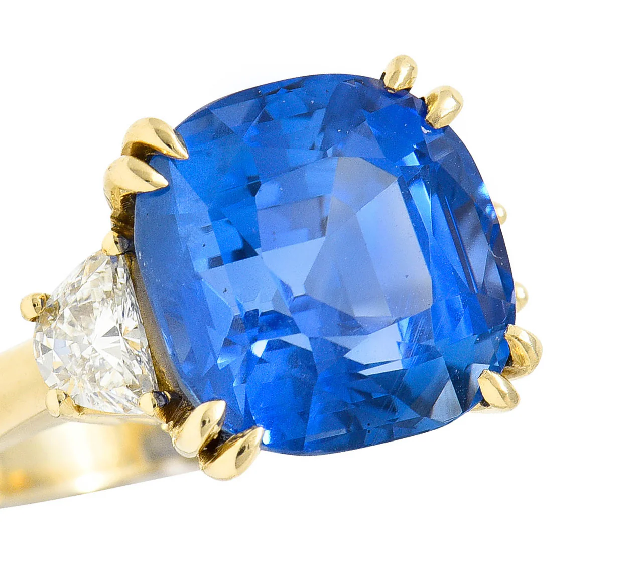 Vivid 11.25 CTW Ceylon No Heat Sapphire Diamond 14 Karat Gold Statement Ring AGL - Image 9