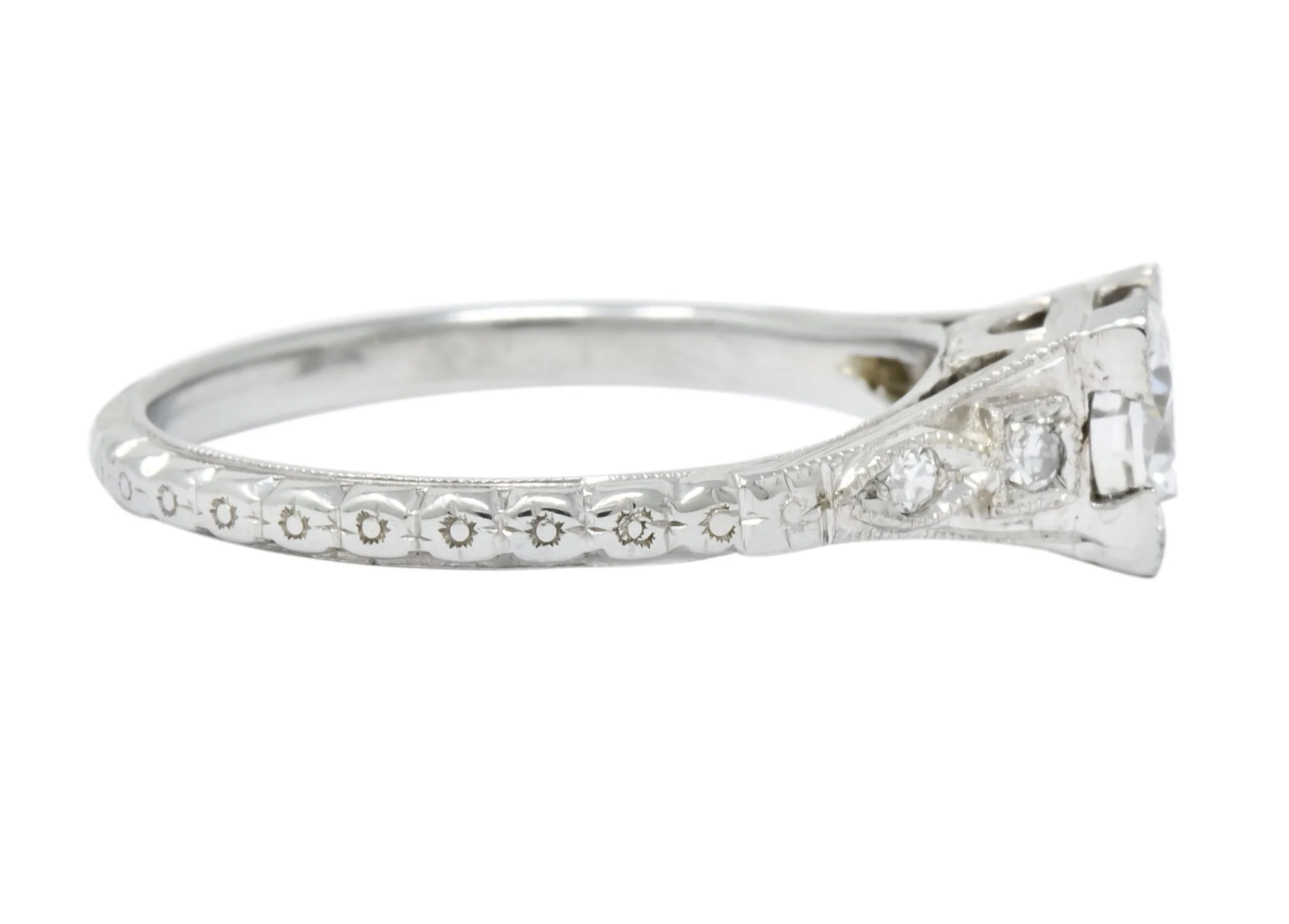 White Rose Jewelry Mfg. Co. Art Deco 0.78 CTW Diamond 18 Karat White Gold Engagement Ring GIA - Image 3