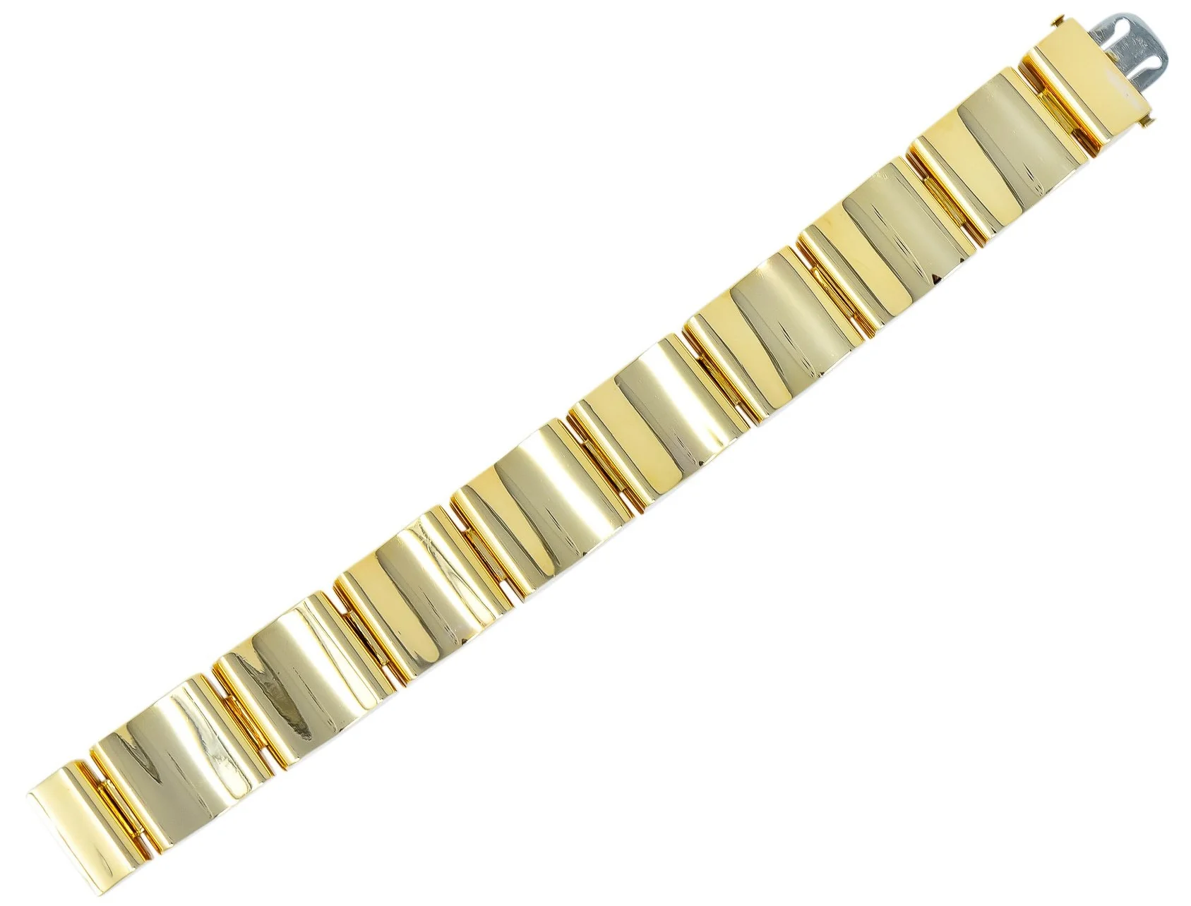 Wide Vintage 14 Karat Gold Polished Link Bracelet - Image 2