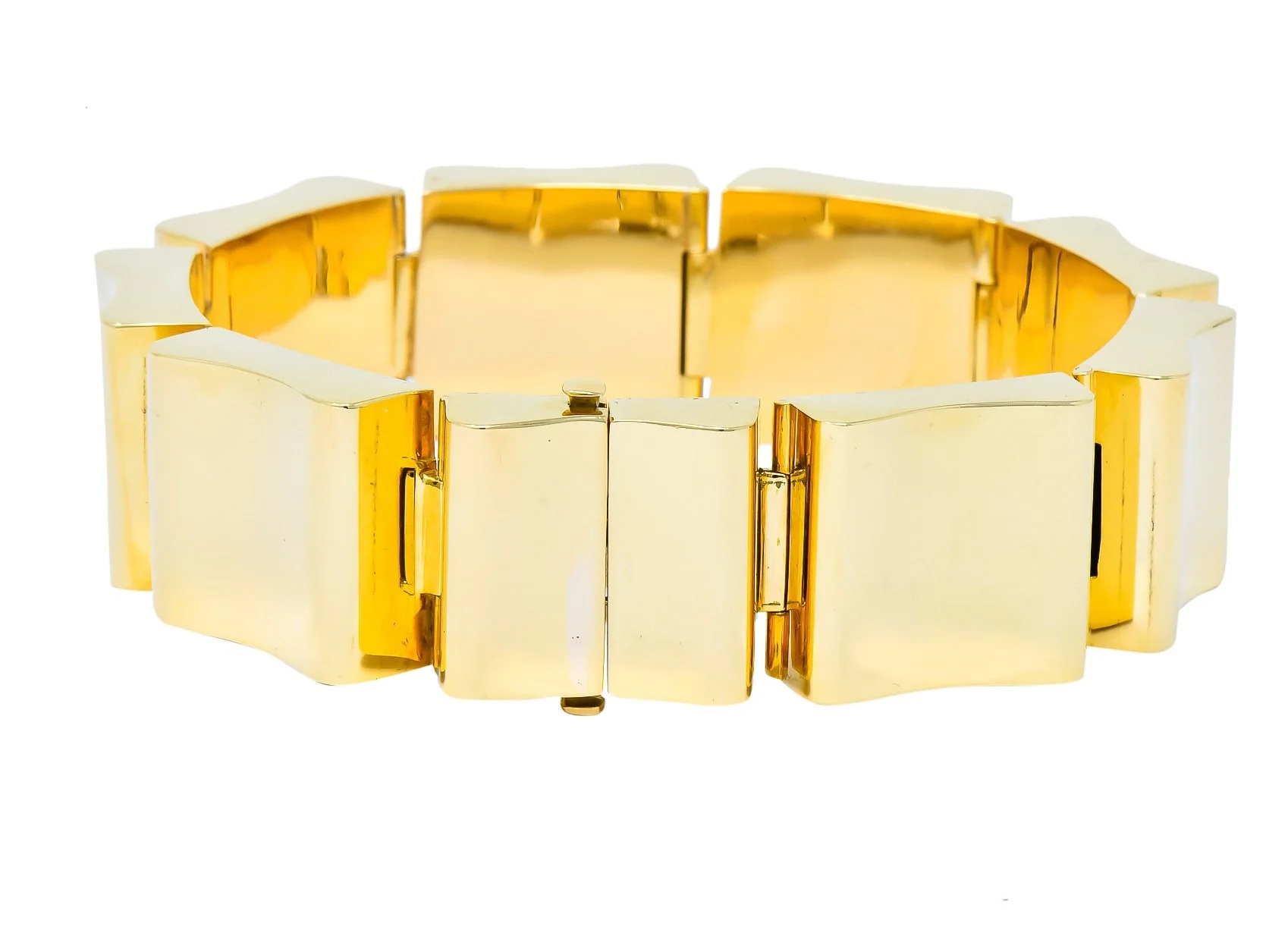 Wide Vintage 14 Karat Gold Polished Link Bracelet - Image 3
