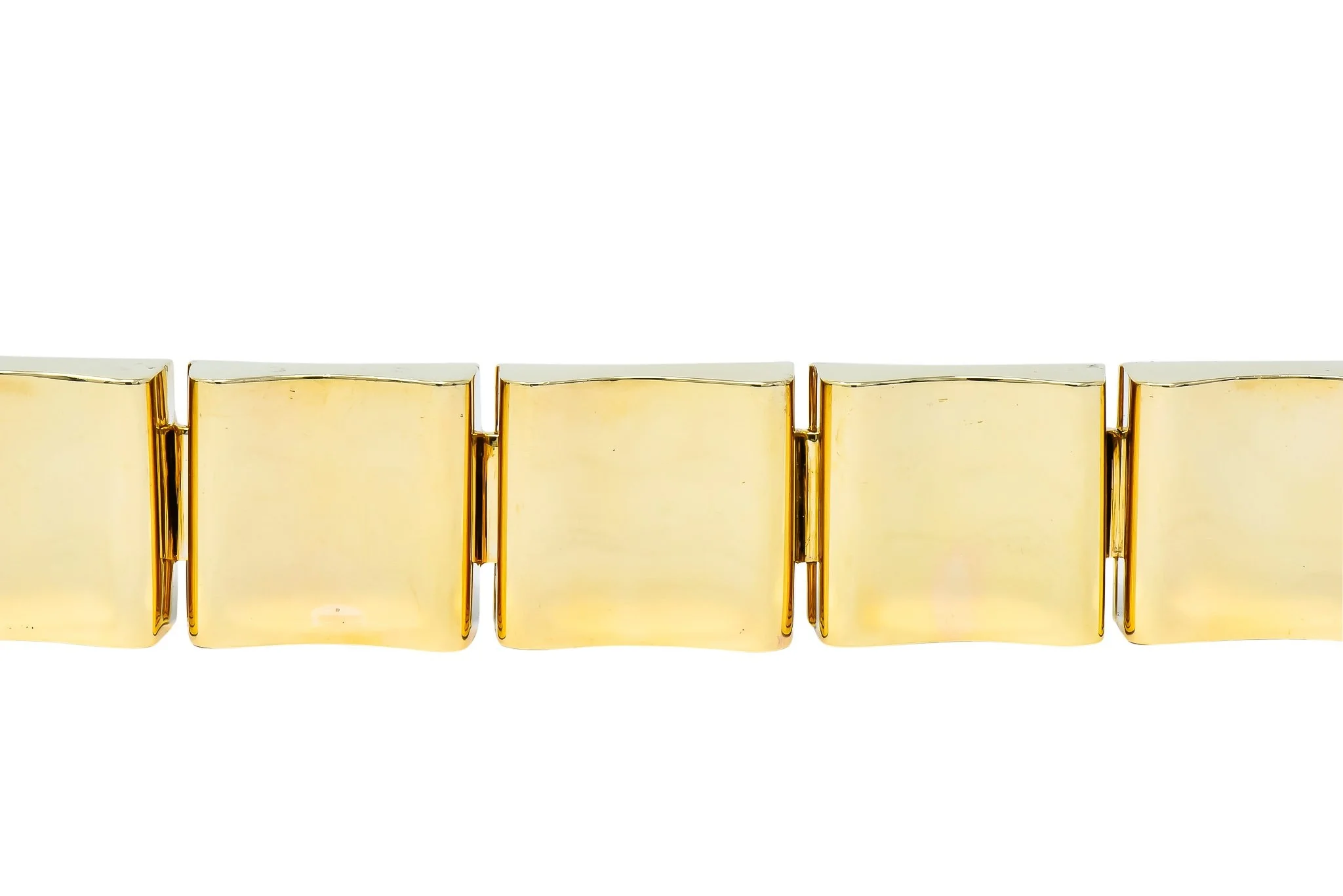 Wide Vintage 14 Karat Gold Polished Link Bracelet - Image 4