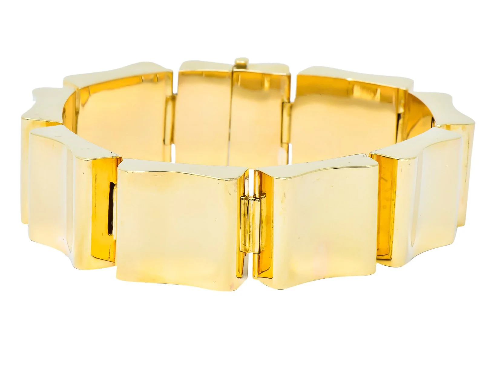 Wide Vintage 14 Karat Gold Polished Link Bracelet - Image 5