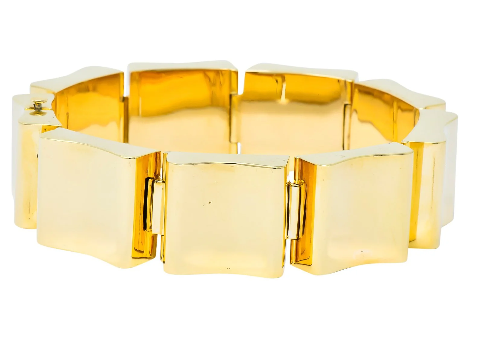 Wide Vintage 14 Karat Gold Polished Link Bracelet - Image 7